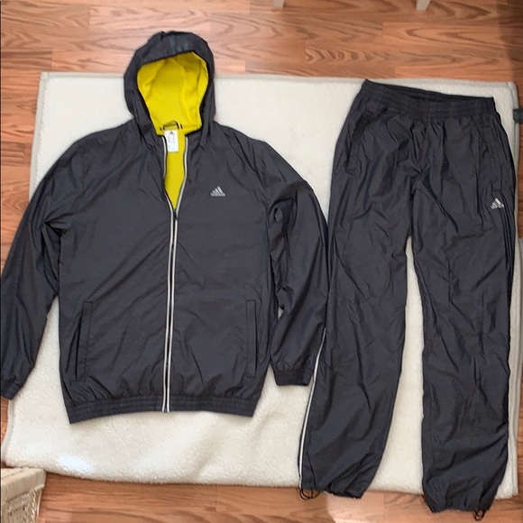 adidas gray and gold sweatsuit
